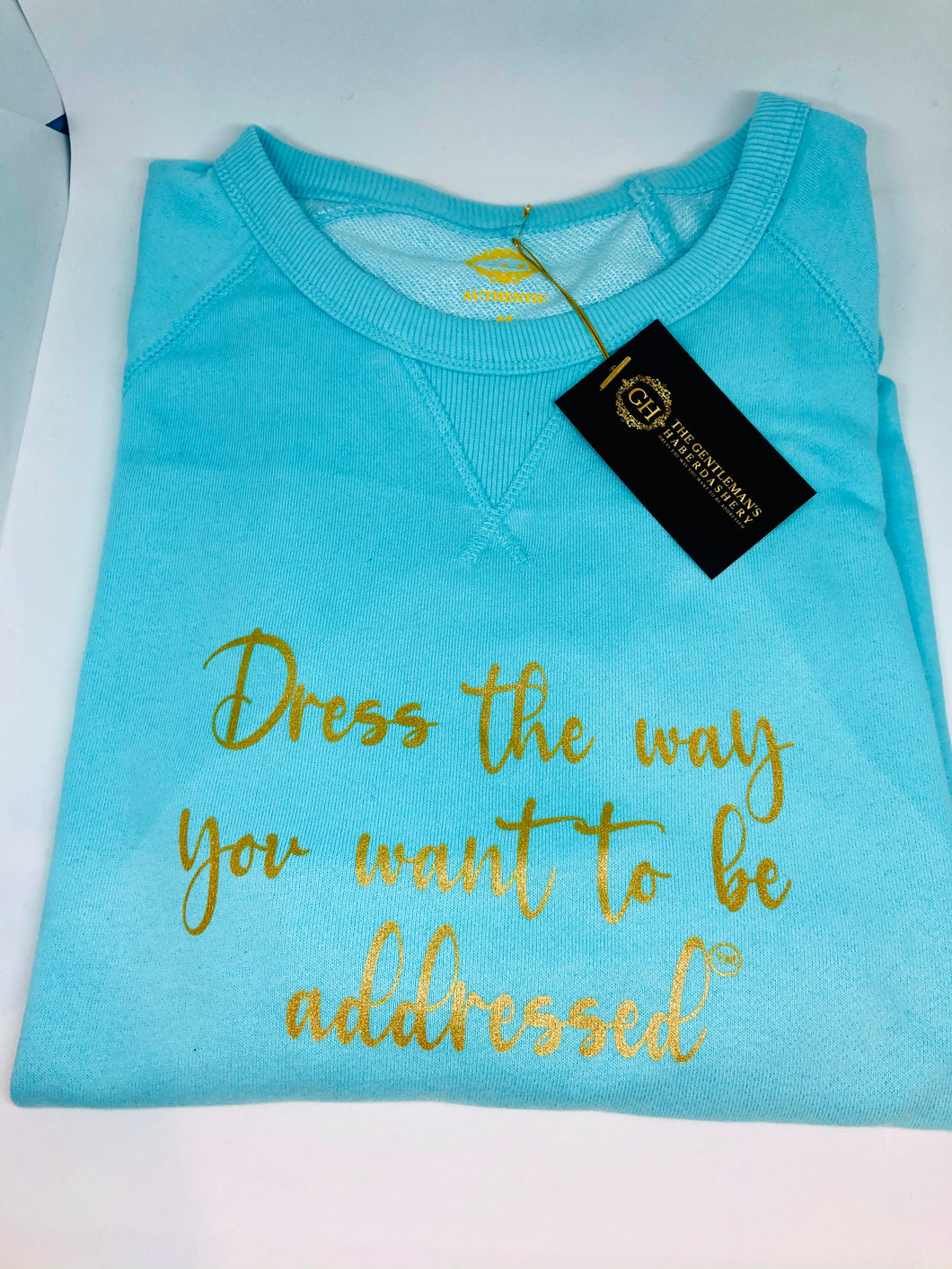 GH Authentic Tiffany Blue Slogan Sweat Shirt