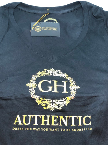 GH Authentic Women's Black V-Neck T-Shirt