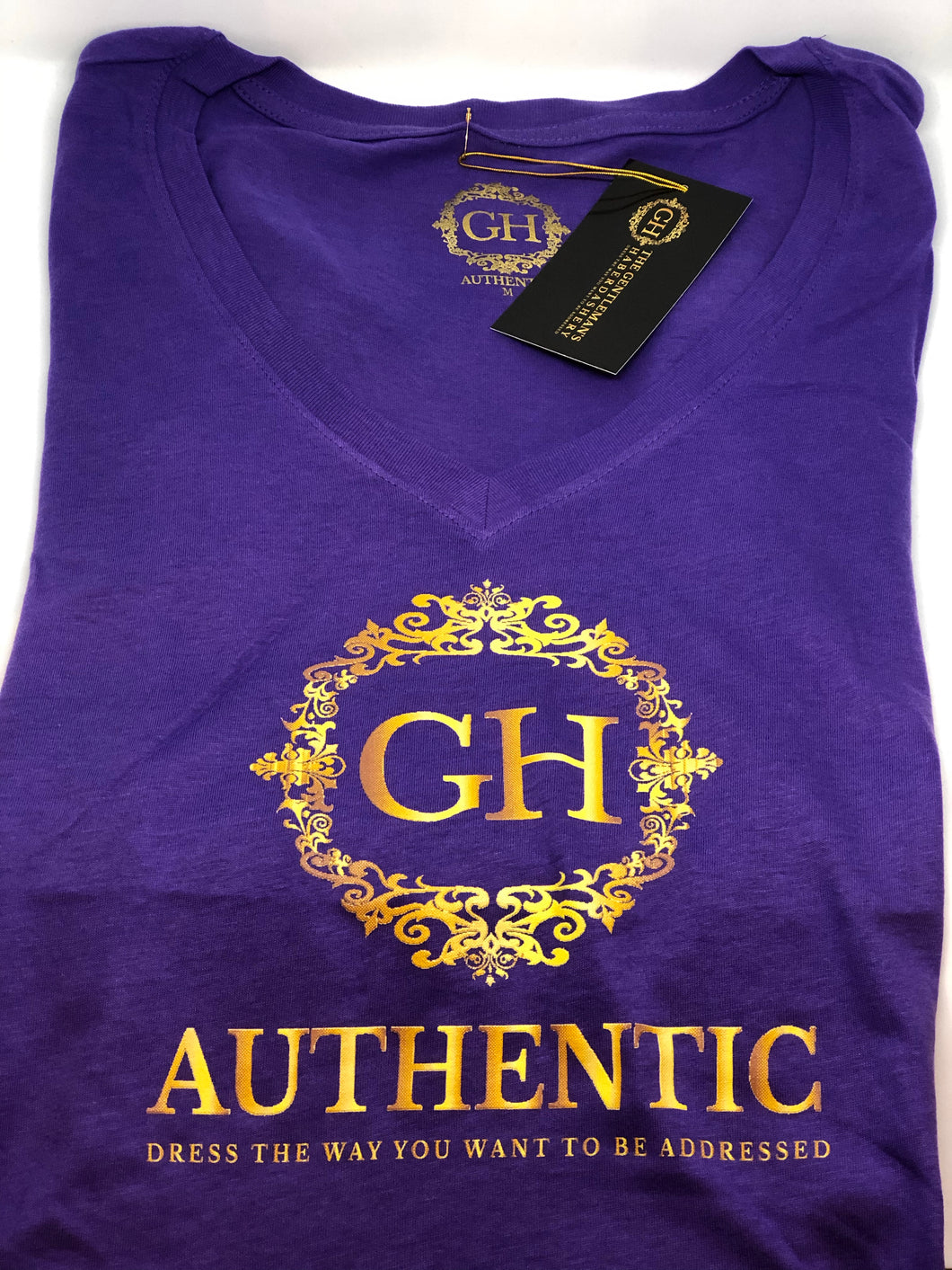 GH Authentic Women's Purple V-Neck T-Shirt